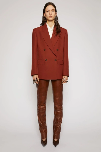 Shop Acne Studios Double-breasted Suit Jacket Rust Brown