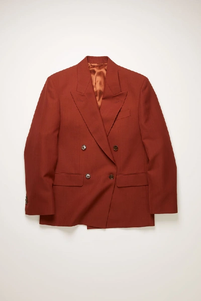 Shop Acne Studios Double-breasted Suit Jacket Rust Brown