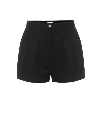 Shop Alaïa High-rise Cotton Shorts In Black