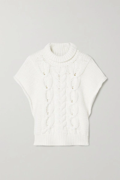 Shop Iro Silopo Cable-knit Cotton-blend Turtleneck Sweater In Ivory