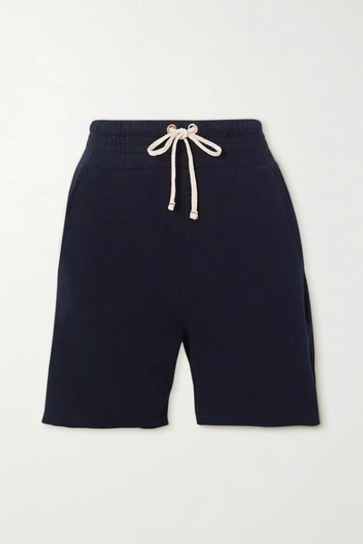 Shop Les Tien Yacht Frayed Cotton-jersey Shorts In Blue