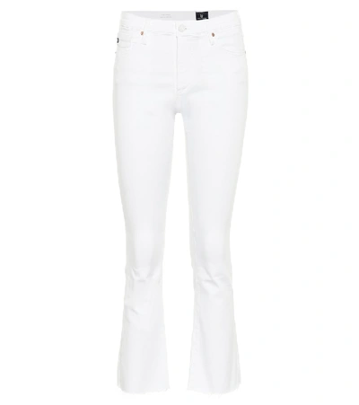 Ag Jodi Mid-rise Raw-edge Hem Stretch Crop Flare Jeans In White | ModeSens