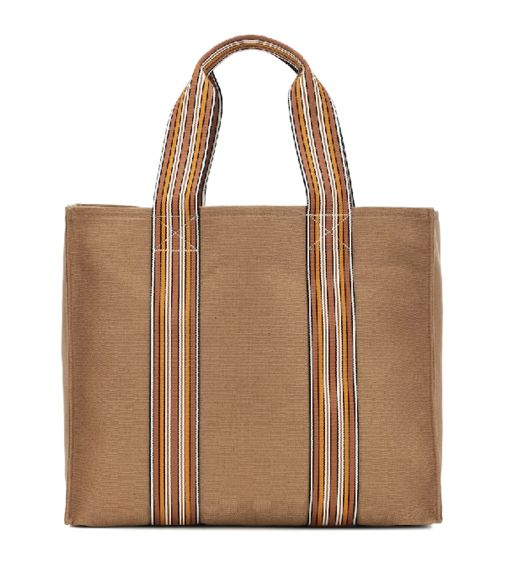 The Suitcase Cotton Canvas Tote Bag In Tan, image 2 of 6