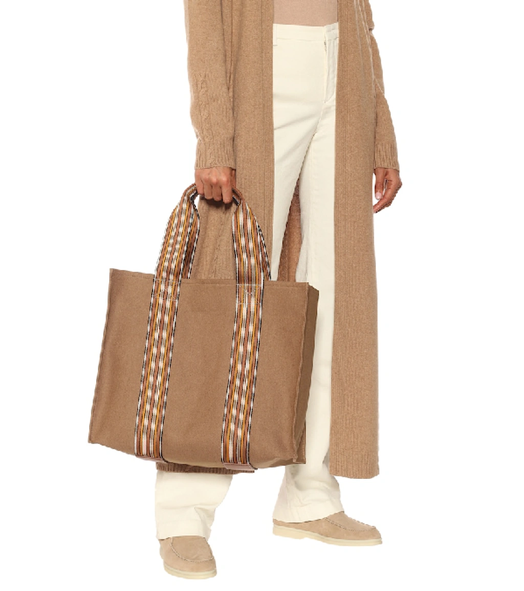 The Suitcase Cotton Canvas Tote Bag In Tan, image 3 of 6