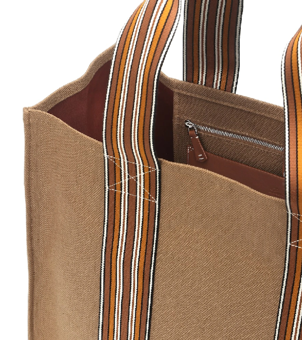 The Suitcase Cotton Canvas Tote Bag In Tan, image 4 of 6