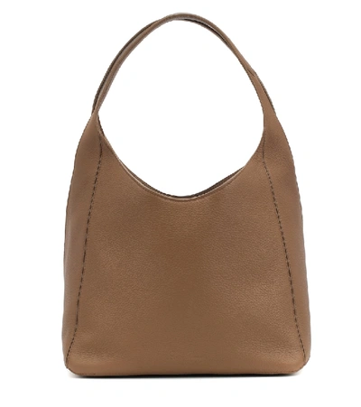 Shop Loro Piana Leather Shoulder Bag In Brown