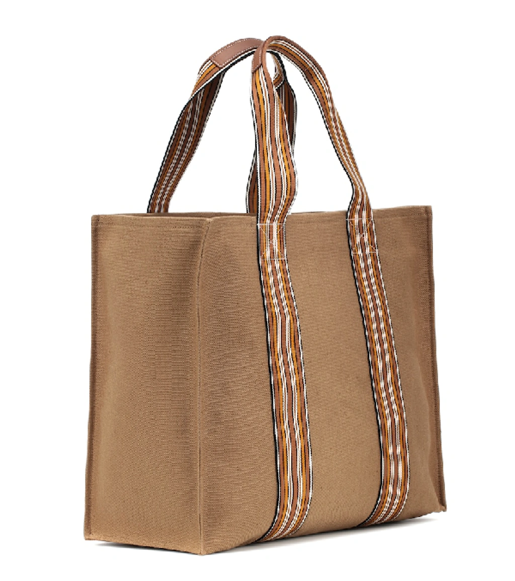 The Suitcase Cotton Canvas Tote Bag In Tan, image 5 of 6