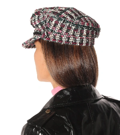 Shop Maison Michel New Abby Tweed Wool-blend Cap In Pink