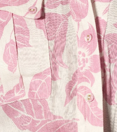 Shop Zimmermann Bells Printed Linen Playsuit In Pink