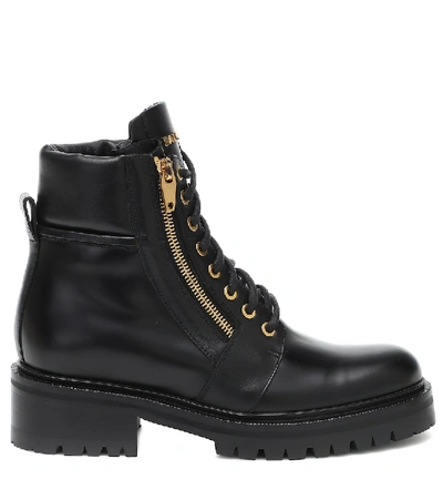 Shop Balmain Army Leather Combat Boots In Black