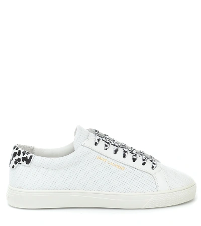 Shop Saint Laurent Andy Perforated Leather Sneakers In White