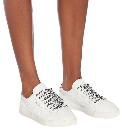 Shop Saint Laurent Andy Perforated Leather Sneakers In White