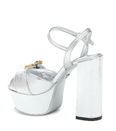 Shop Dolce & Gabbana Metallic Leather Platform Sandals In Silver