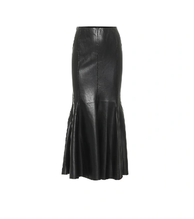Shop Nanushka Artem Faux Leather Midi Skirt In Black