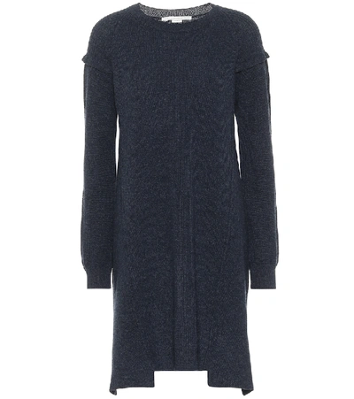 Shop Stella Mccartney Wool And Alpaca Midi Dress In Blue