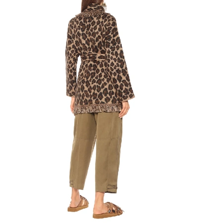 Shop Alanui Wool-blend Leopard-jacquard Cardigan In Brown