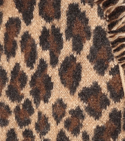 Shop Alanui Wool-blend Leopard-jacquard Cardigan In Brown