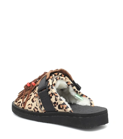 Shop Alanui X Suicoke Leopard-print Calf Hair Slippers In Multicoloured