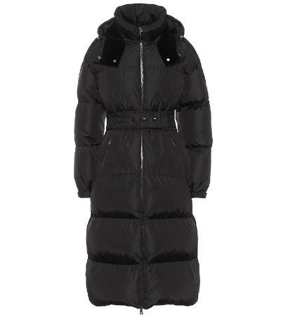 Moncler Tiam Nylon Down Coat W Logo Belt In Black ModeSens