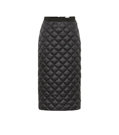 Shop Moncler High-rise Down Midi Skirt In Black