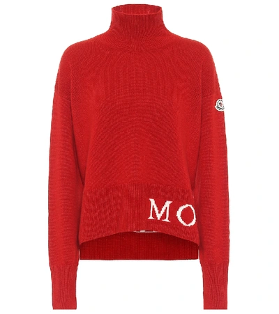 Shop Moncler Turtleneck Wool-blend Sweater In Red