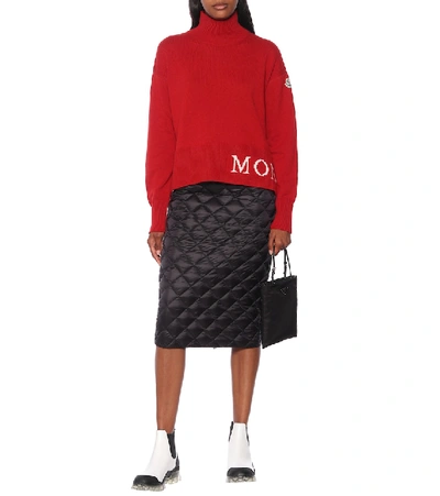 Shop Moncler Turtleneck Wool-blend Sweater In Red