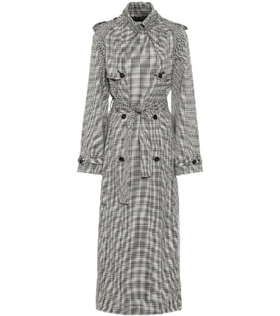 Shop Gabriela Hearst Lorna Checked Wool Trench Coat In Grey