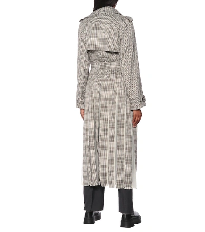 Shop Gabriela Hearst Lorna Checked Wool Trench Coat In Grey