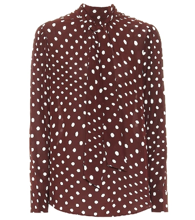 Shop Alexa Chung Polka Dot Tie-neck Blouse In Brown