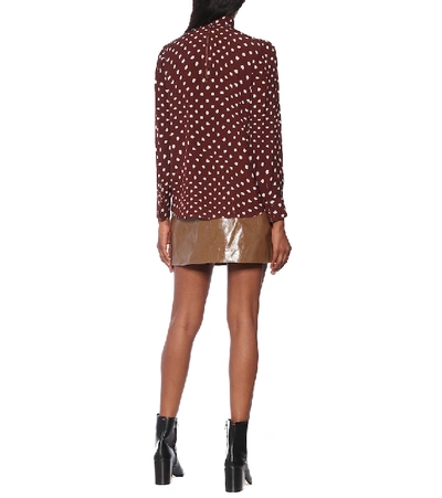 Shop Alexa Chung Polka Dot Tie-neck Blouse In Brown