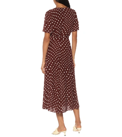 Shop Alexa Chung Vivian Polka-dot Midi Dress In Brown