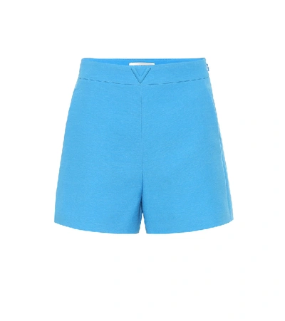 Shop Valentino High-rise Wool-blend Short In Blue