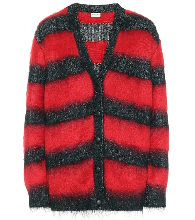 Shop Saint Laurent Striped Mohair-blend Cardigan In Multicoloured