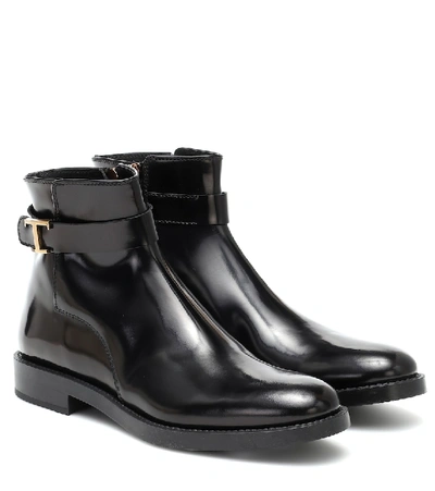 Shop Tod's T Timeless Leather Ankle Boots In Black