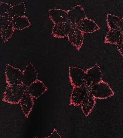 Shop Alaïa Wool-blend Floral Knit Skirt In Black