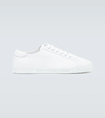 Shop Dolce & Gabbana Saint Tropez Leather Sneakers In White
