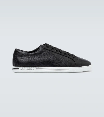 Shop Dolce & Gabbana Saint Tropez Leather Sneakers In Black