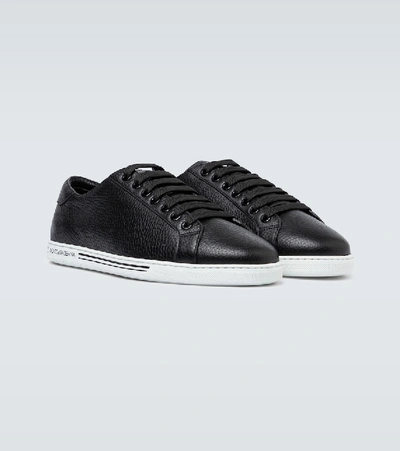 Shop Dolce & Gabbana Saint Tropez Leather Sneakers In Black