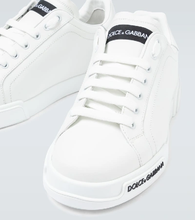 Shop Dolce & Gabbana Port Light Leather Sneakers In White