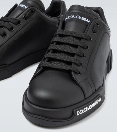 Shop Dolce & Gabbana Port Light Leather Sneakers In Black
