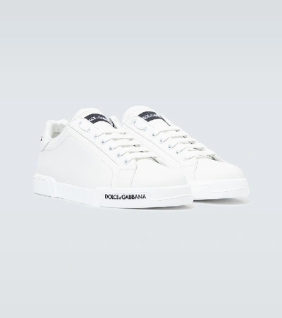 Shop Dolce & Gabbana Port Light Leather Sneakers In White