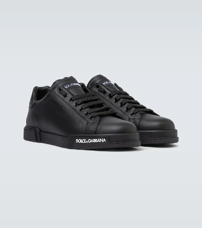 Shop Dolce & Gabbana Port Light Leather Sneakers In Black