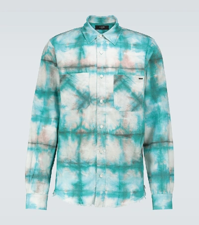 Shop Amiri Tie-dyed Long-sleeved Shirt In Blue