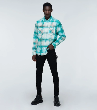 Shop Amiri Tie-dyed Long-sleeved Shirt In Blue