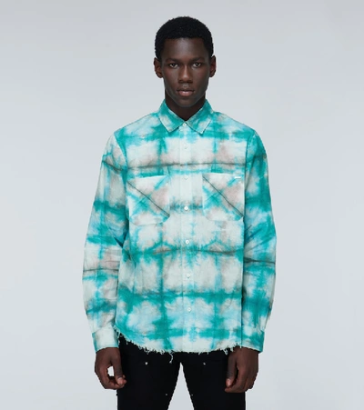 Shop Amiri Tie-dyed Long-sleeved Shirt In Blue