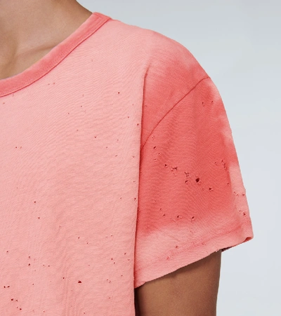 Shop Amiri Distressed Cotton T-shirt In Pink