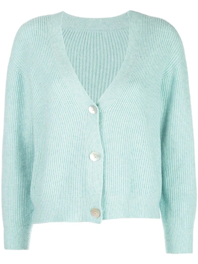 Shop Apparis Avery Ribbed Knit Cardigan In Blue