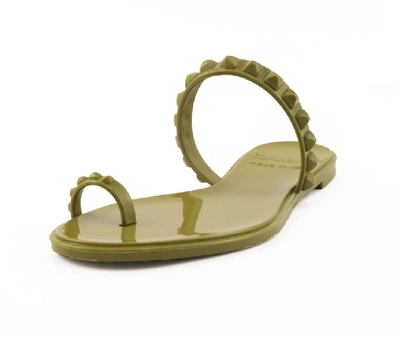 Shop Carmen Sol Maria Flat Sandal In Olive Green