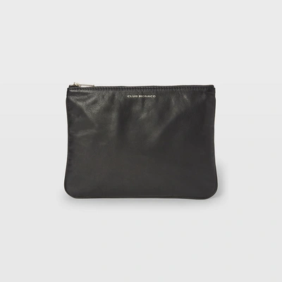 Shop Club Monaco Black Cm Leather Logo Pouch In Size One Size