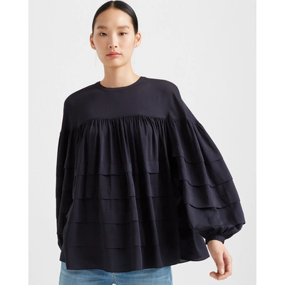 Shop Club Monaco Navy Layered Tuck Shirt In Size Xs